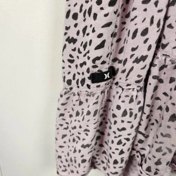 Hurley Purple Sleeveless Babydoll Mini Dress Summer Sundress Leopard Print - Picture 5 of 9